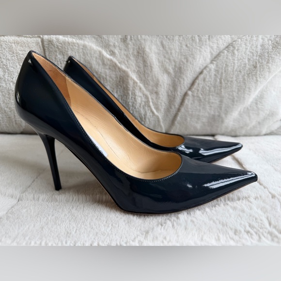 Jimmy Choo Shoes - $779 Jimmy Choo Navy Patent Leather 100mm 4” Pumps High Heels 38.5 8.5